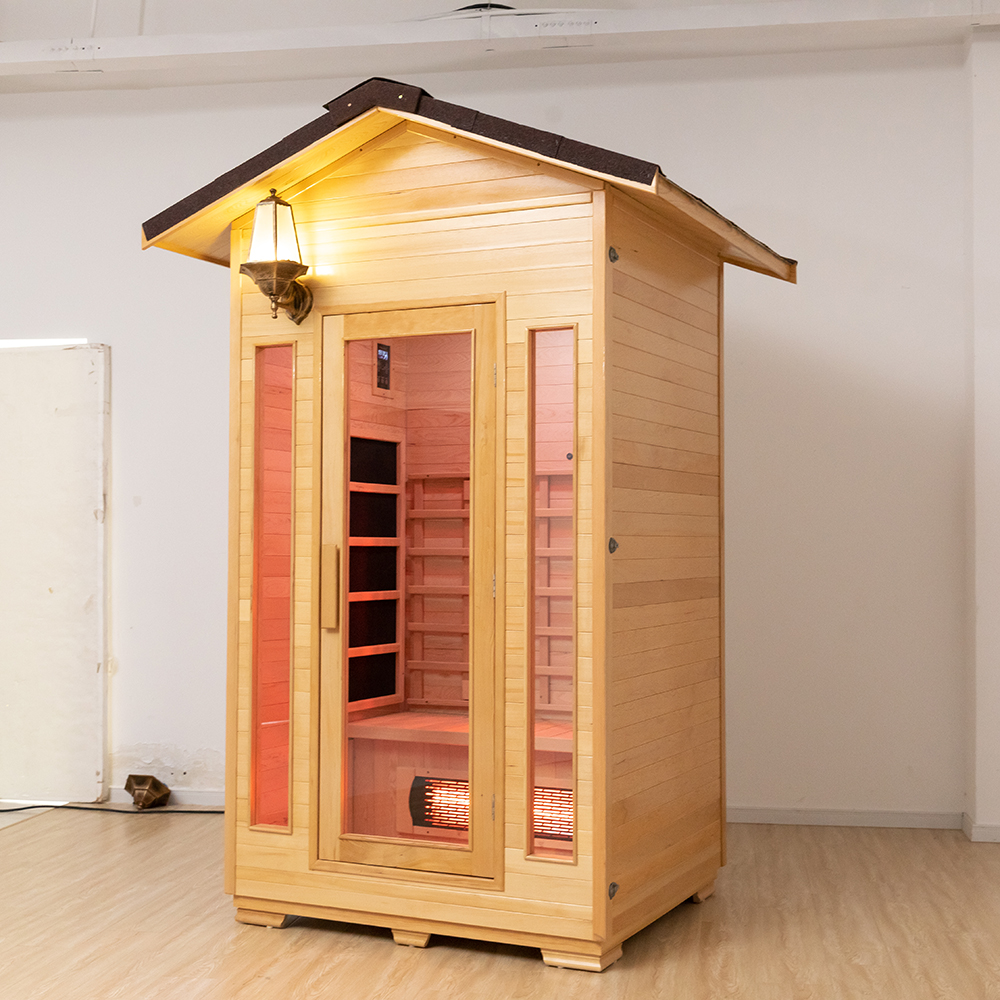 Compact Gable-Roof Infrared Sauna with Full-Glass Door product image