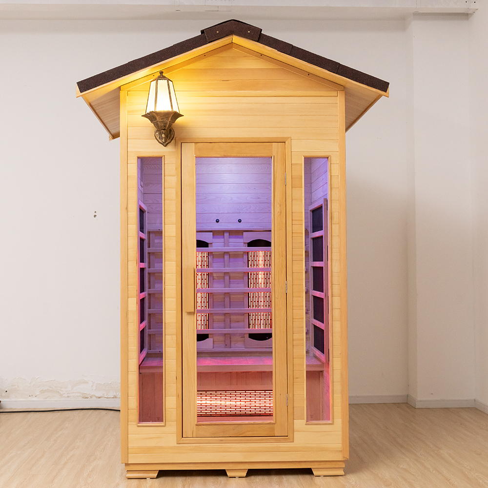 Compact Gable-Roof Infrared Sauna with Full-Glass Door CSA-805 reference view 2