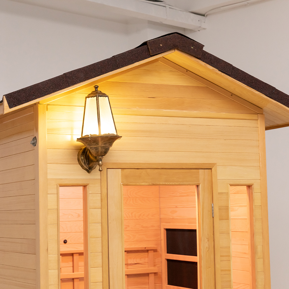 Compact Gable-Roof Infrared Sauna with Full-Glass Door CSA-805 reference view 3