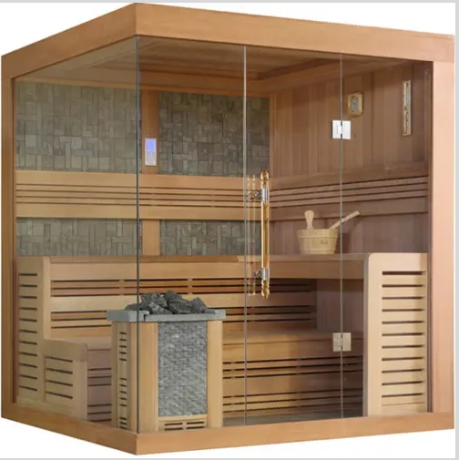 Full-Glass Steam Sauna with Salt-Stone Back Wall product image