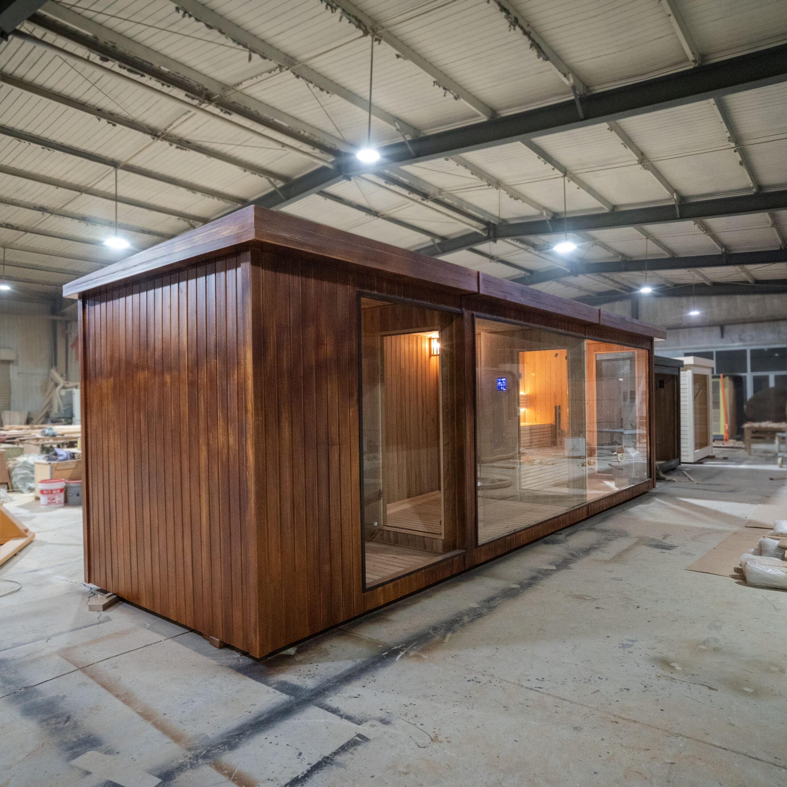Double-Zone Dark Timber Outdoor Sauna with Full-Glass Front CSA-808 reference view 2