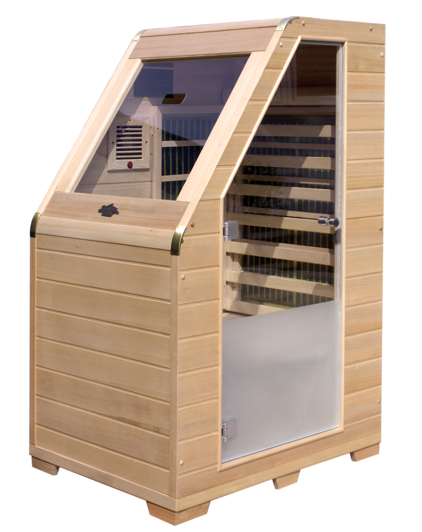 Sloped-Front One-Person Infrared Sauna Cabinet product image