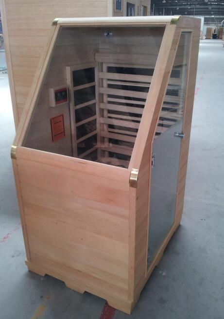 Sloped-Front One-Person Infrared Sauna Cabinet CSA-809 reference view 2