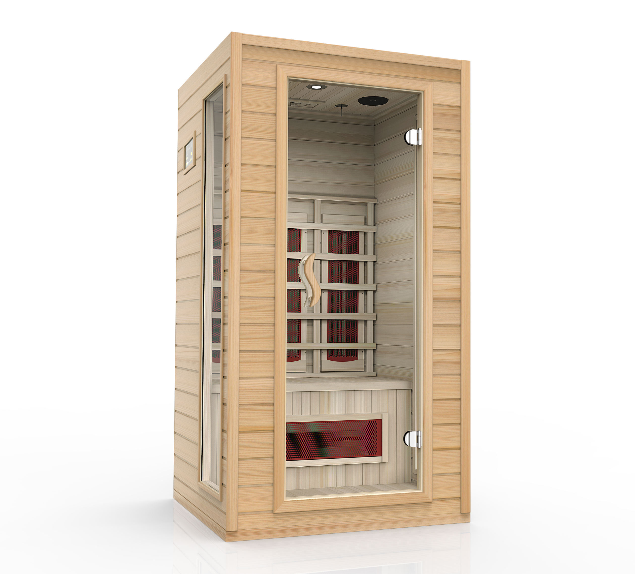 Full-Glass One-Person Infrared Sauna with Wraparound Heaters CSA-810 reference view 2
