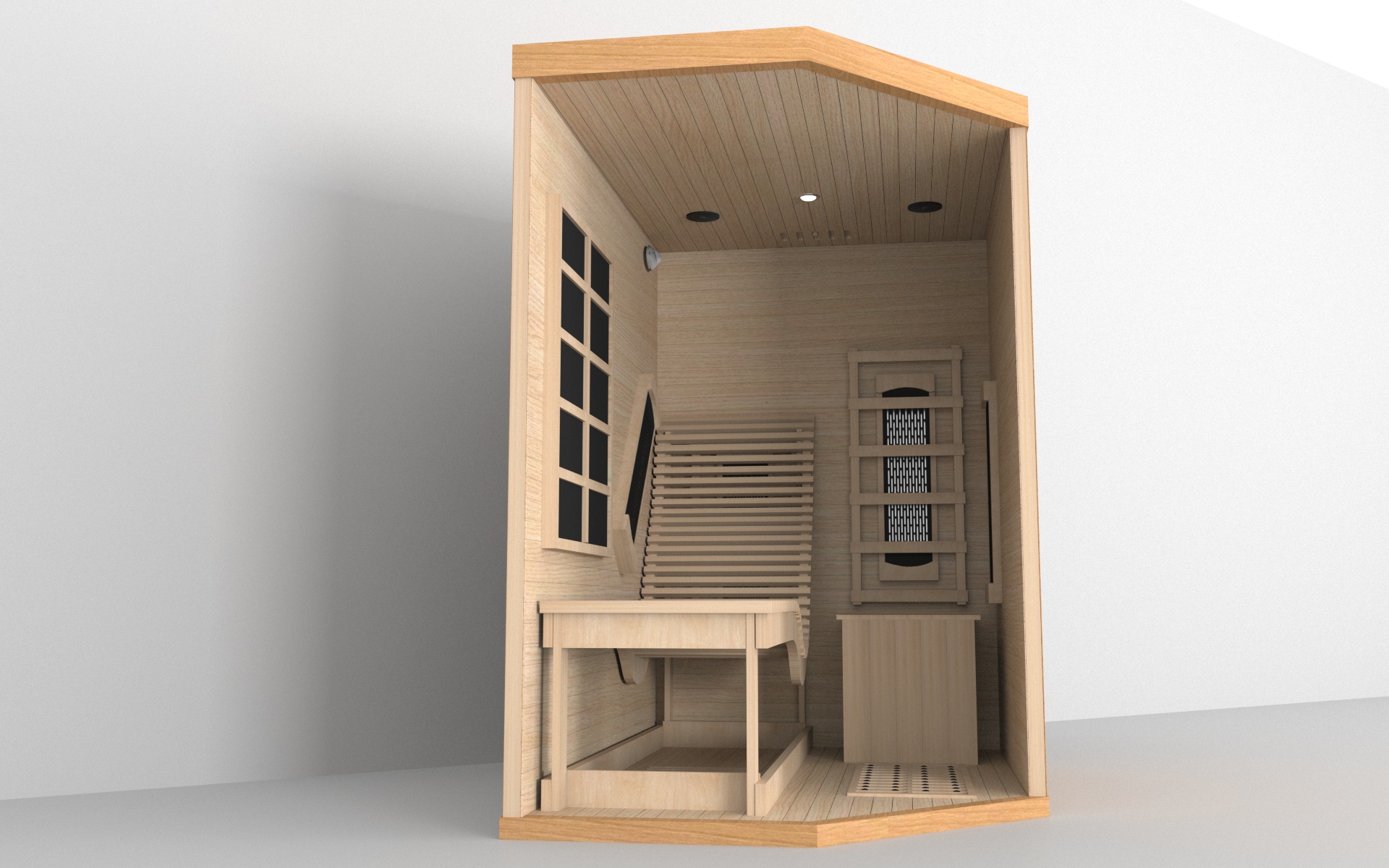 Corner Infrared Sauna with Reclining Chair and Crescent Glass CSA-813 reference view 4