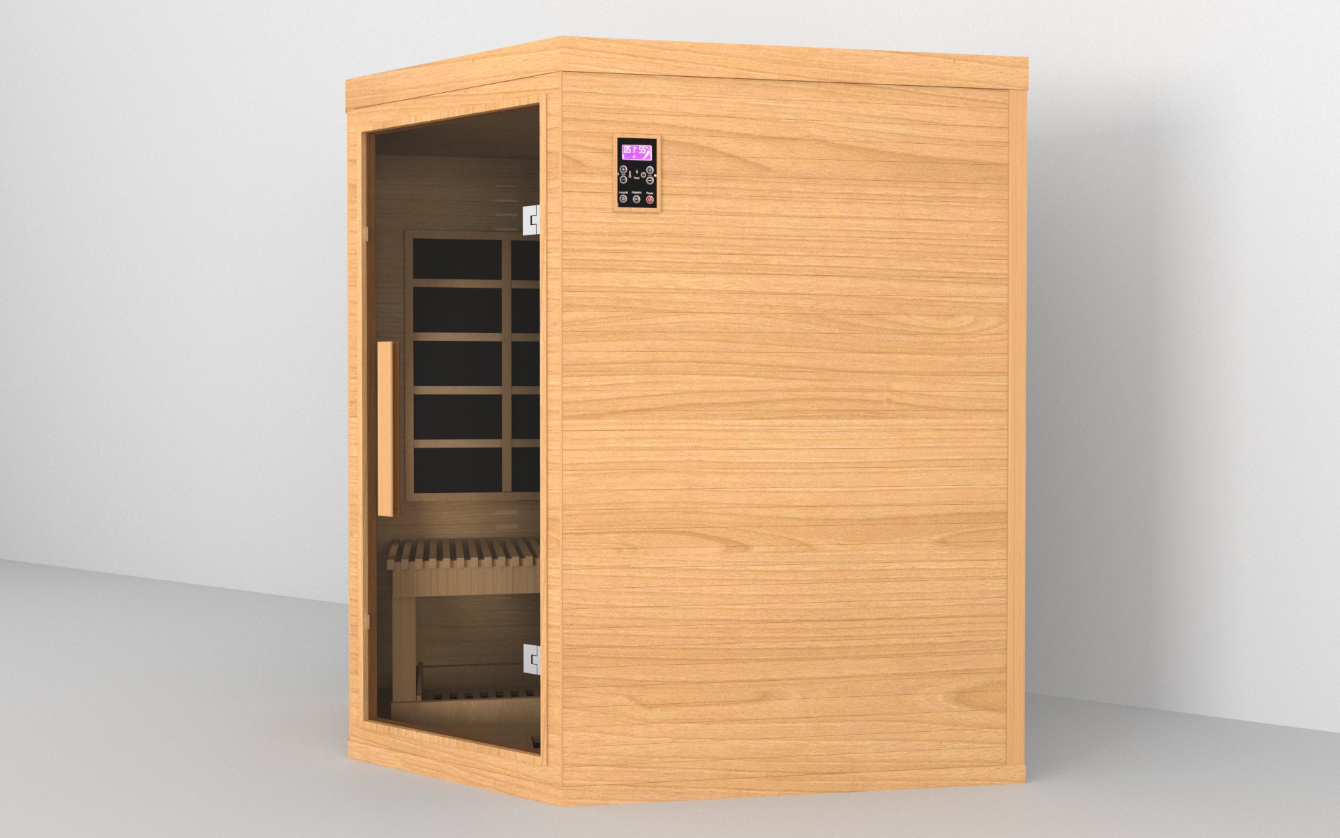 Corner Infrared Sauna with Reclining Chair and Crescent Glass CSA-813 reference view 5