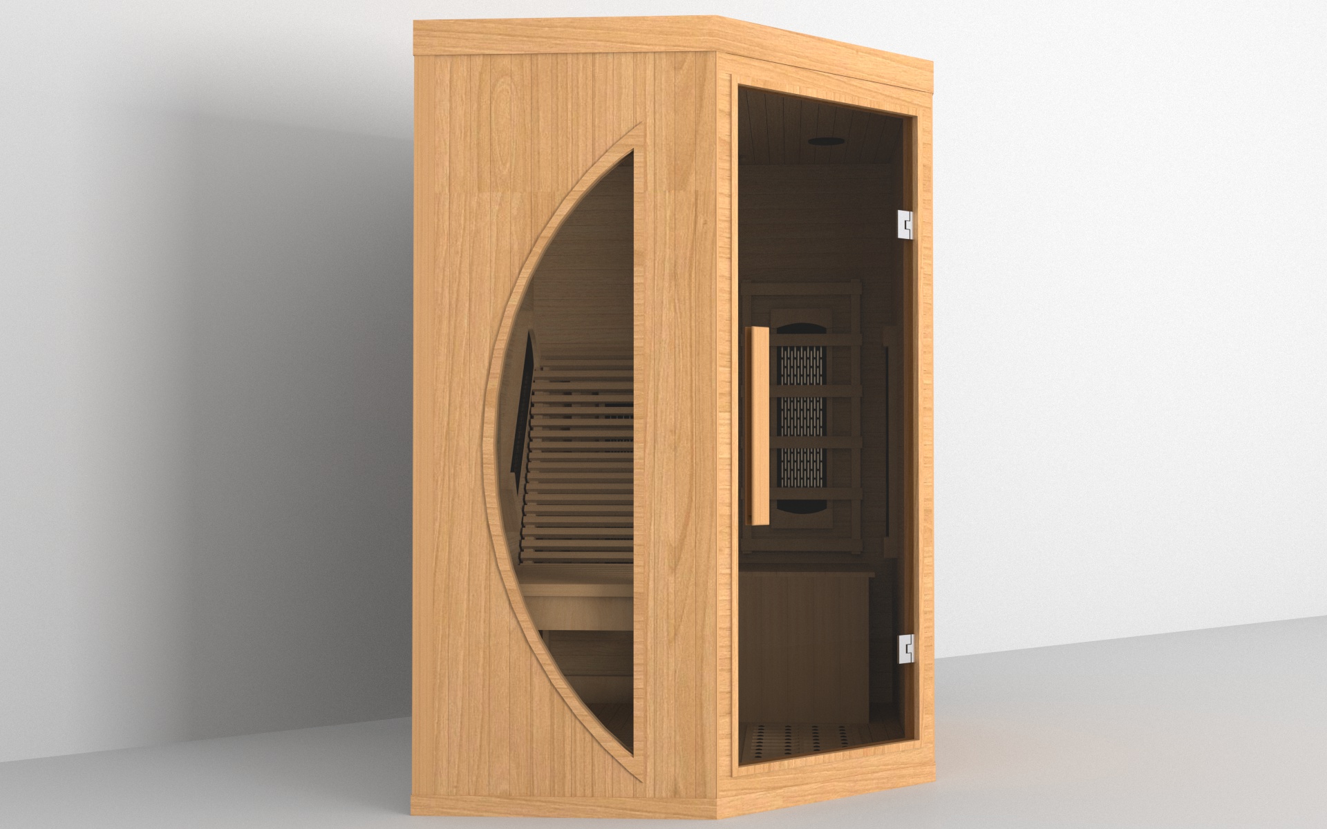 Corner Infrared Sauna with Reclining Chair and Crescent Glass CSA-813 reference view 6