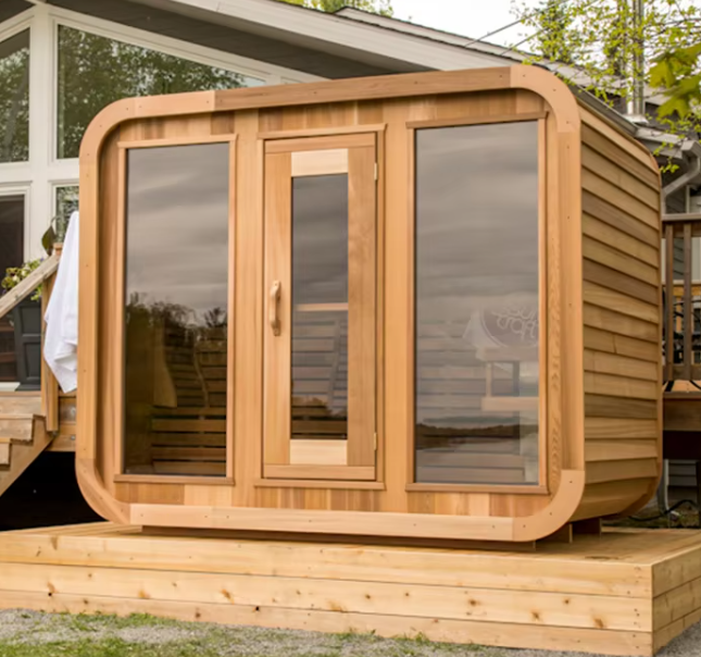 Rounded-Corner Outdoor Steam Sauna with Triple-Glass Front product image