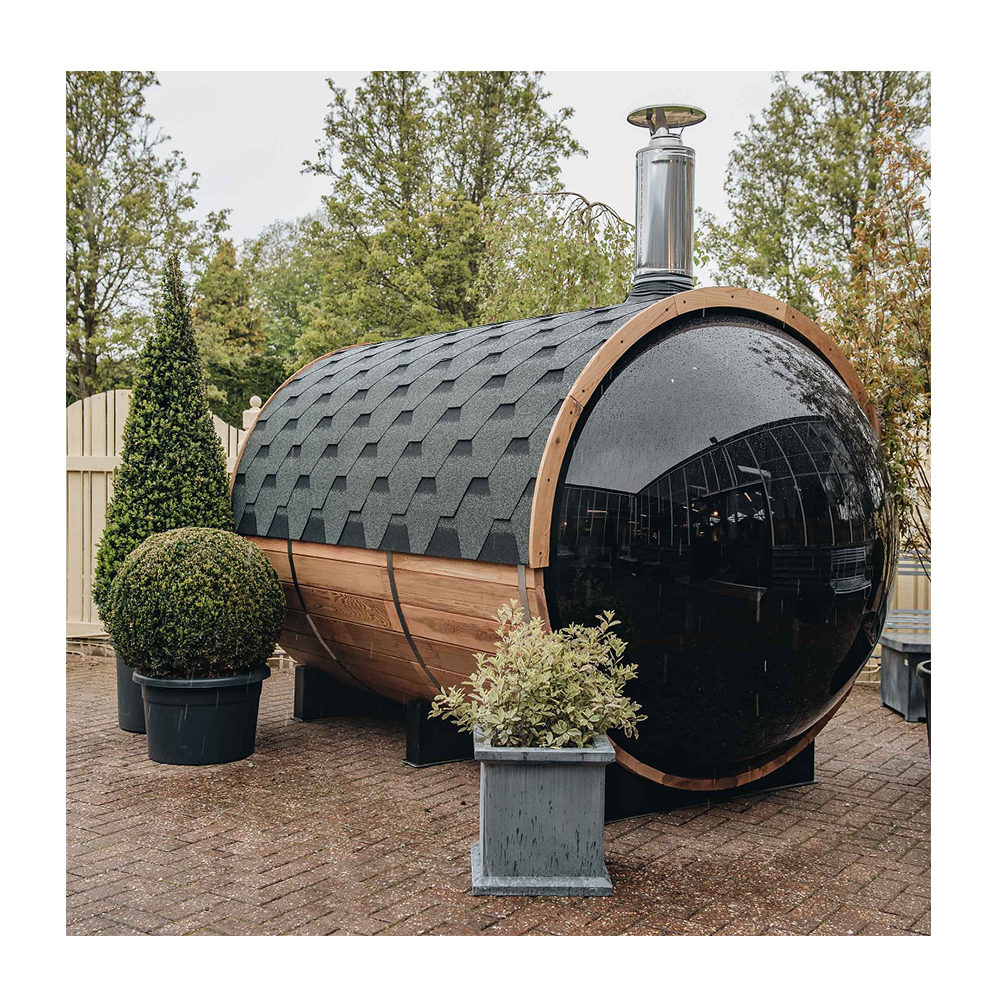 Panoramic Red Cedar Barrel Sauna with Full-View End Window product image