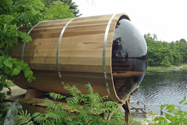 Panoramic Red Cedar Barrel Sauna with Full-View End Window CSA-815 reference view 5