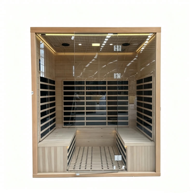 Full-Glass Infrared Sauna Cabin with Reclining Center Deck CSA-816 reference view 4