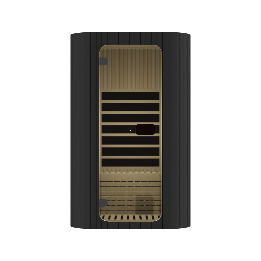 Dark Rounded-Corner Infrared Sauna with Ribbed Exterior product image