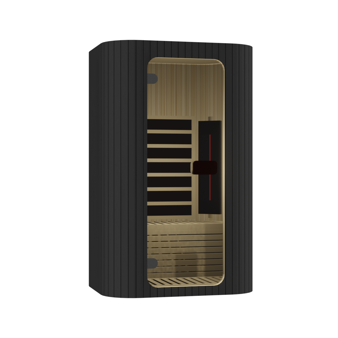 Dark Rounded-Corner Infrared Sauna with Ribbed Exterior CSA-818 reference view 2
