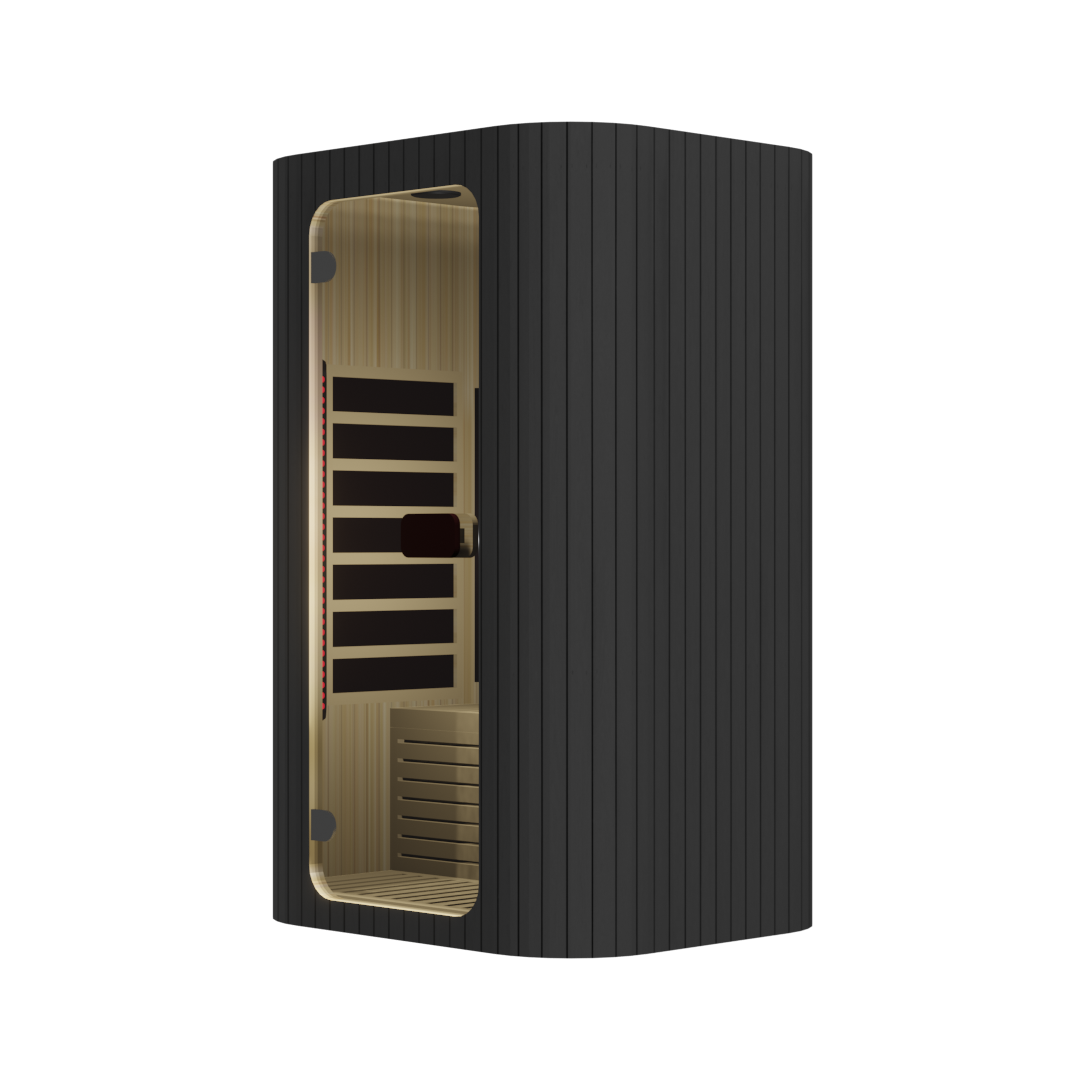 Dark Rounded-Corner Infrared Sauna with Ribbed Exterior CSA-818 reference view 3