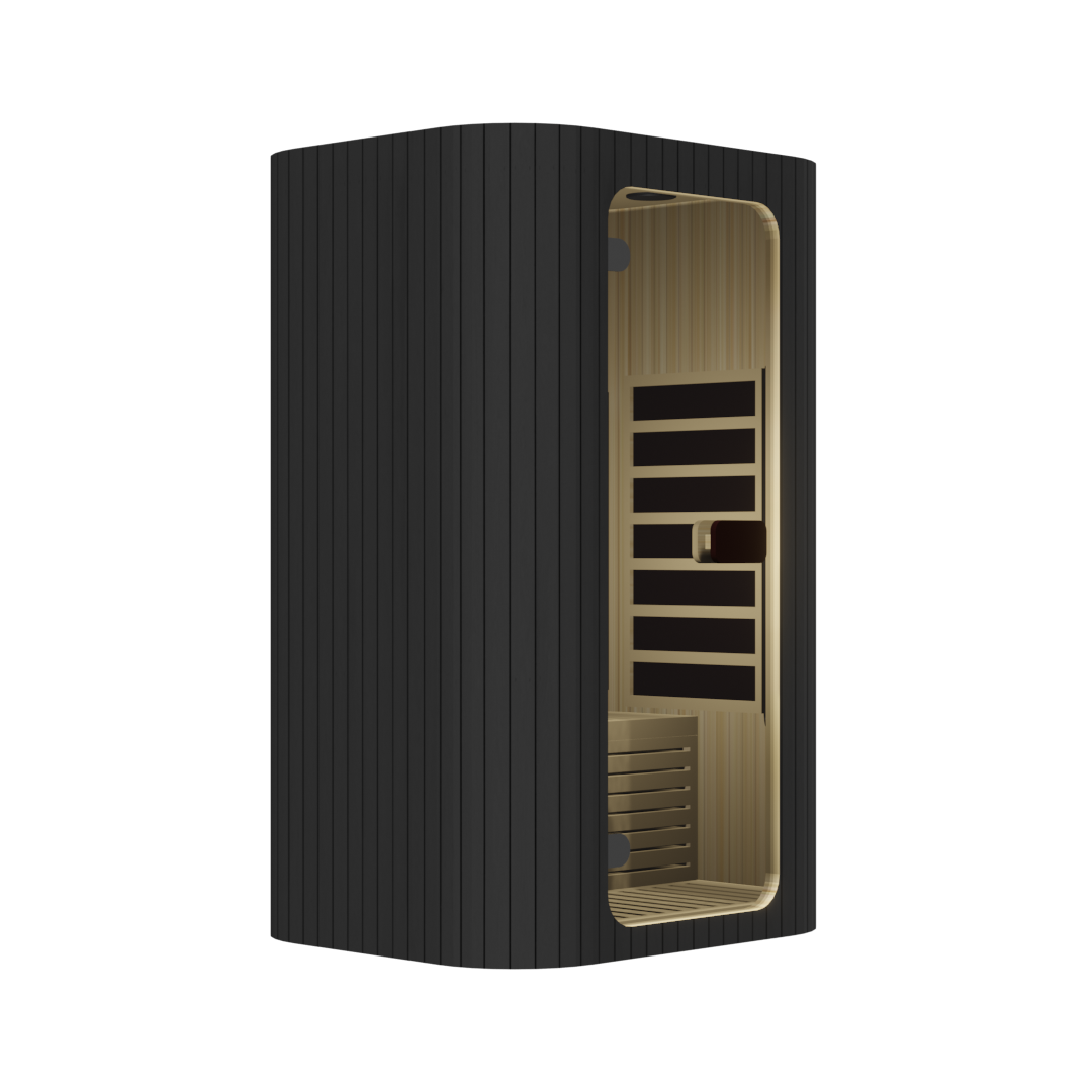 Dark Rounded-Corner Infrared Sauna with Ribbed Exterior CSA-818 reference view 4