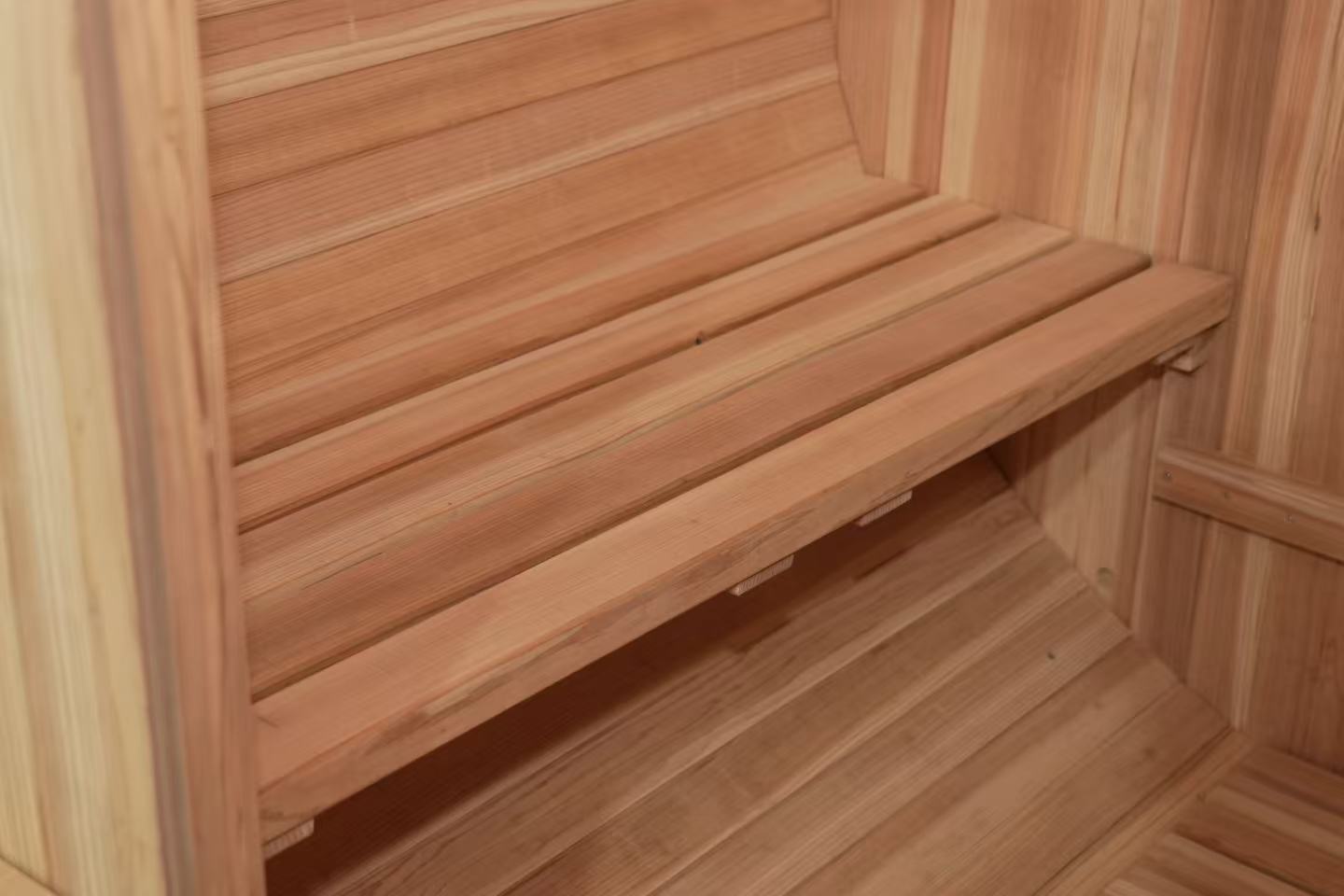 Open-Front Japanese Cedar Barrel Sauna with Porch Benches CSA-819 reference view 5