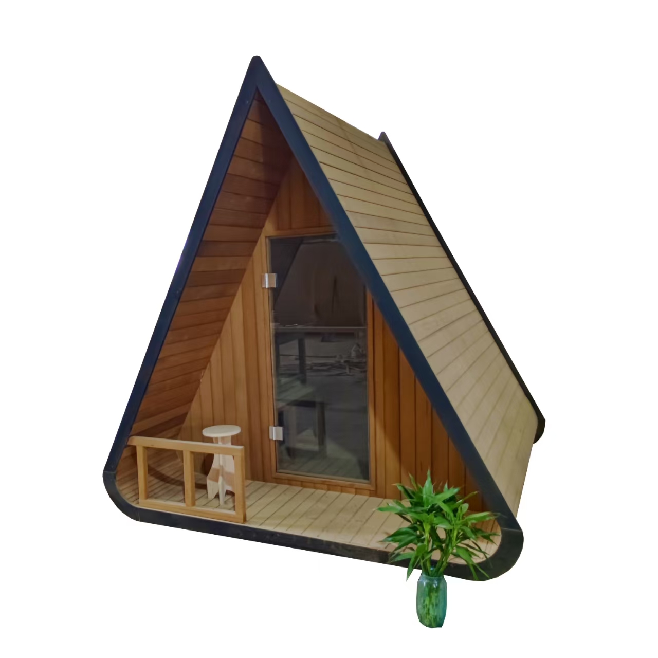 A-Frame Outdoor Sauna Cabin with Triangular Roof product image