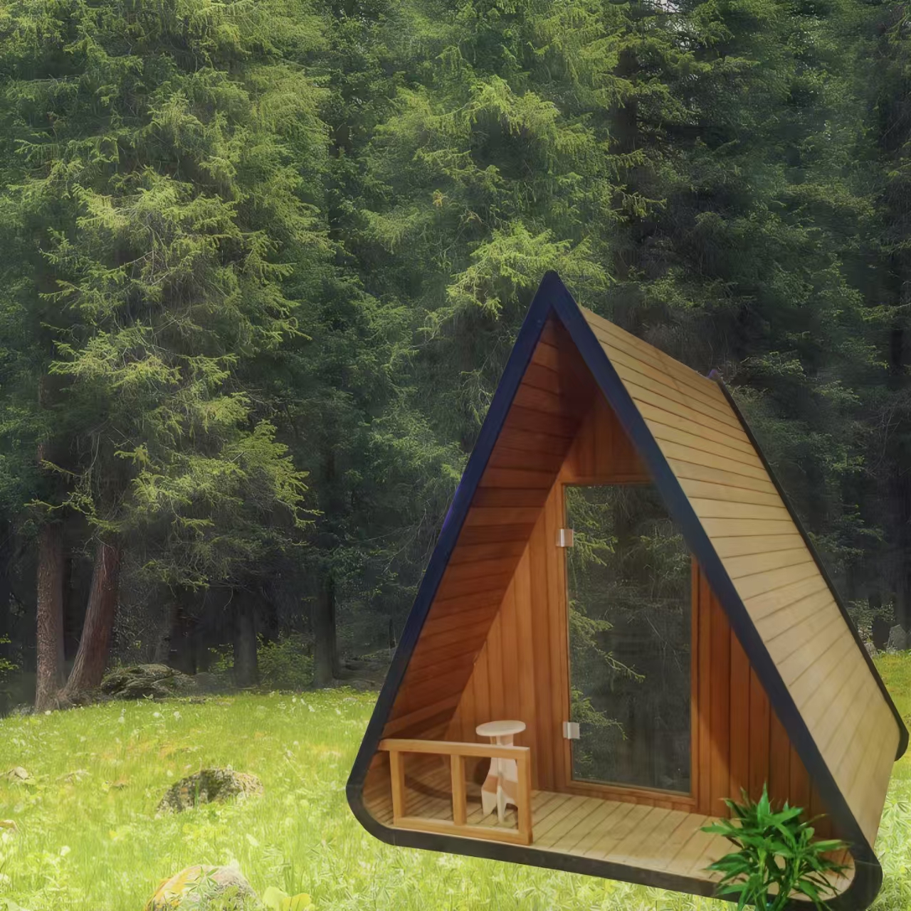 A-Frame Outdoor Sauna Cabin with Triangular Roof CSA-820 reference view 2