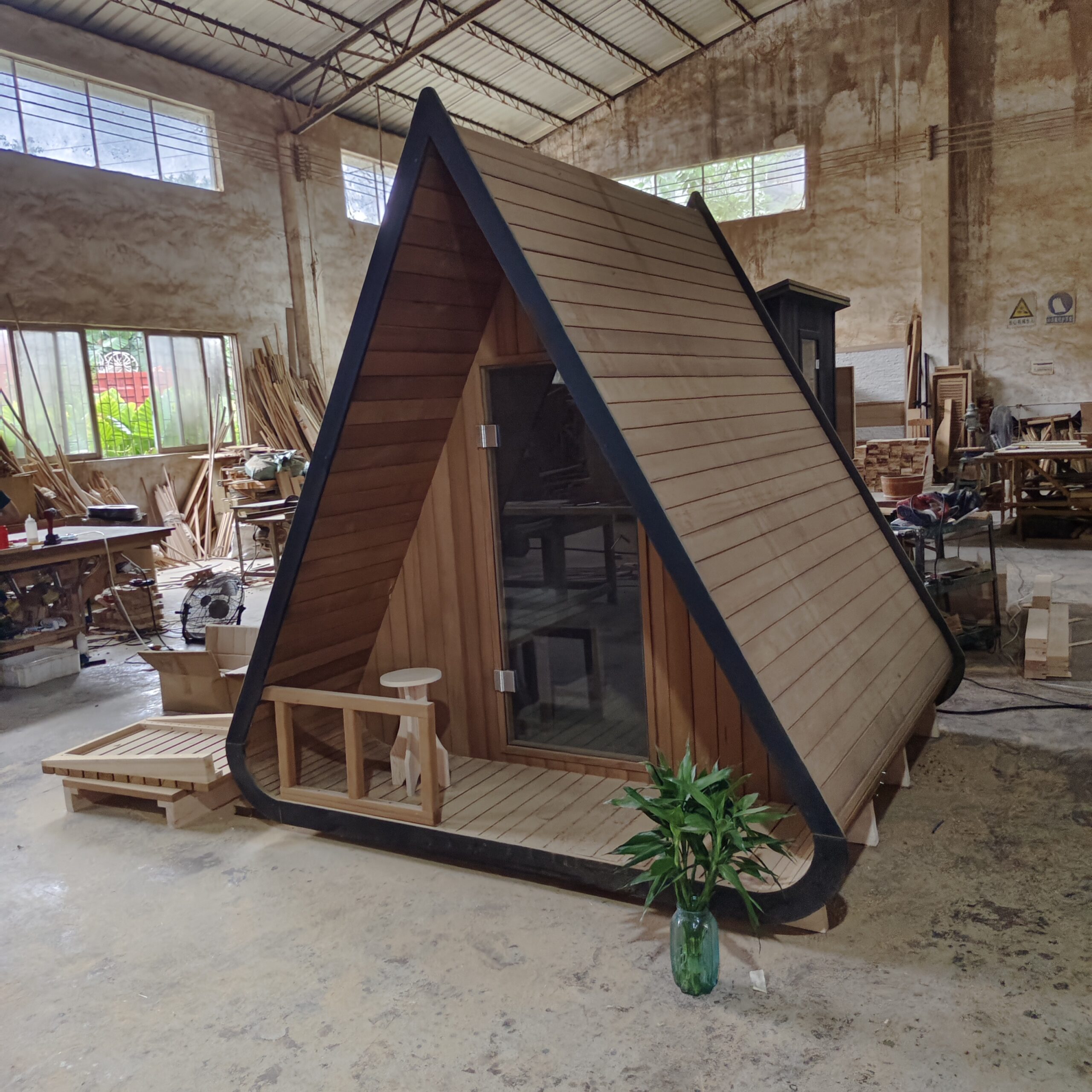 A-Frame Outdoor Sauna Cabin with Triangular Roof CSA-820 reference view 3