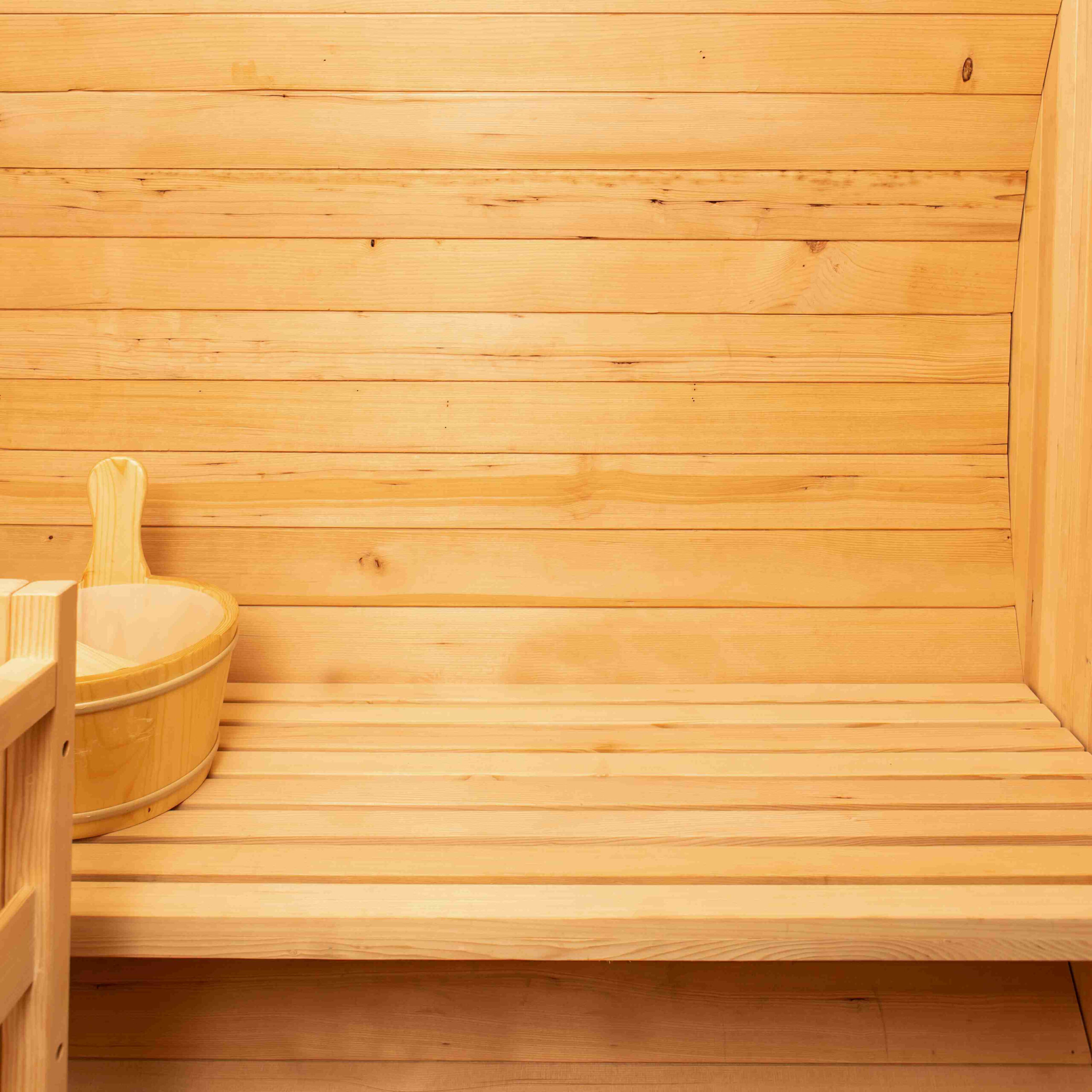 Compact Round Cedar Barrel Sauna with Full-Glass Door CSA-821 reference view 3