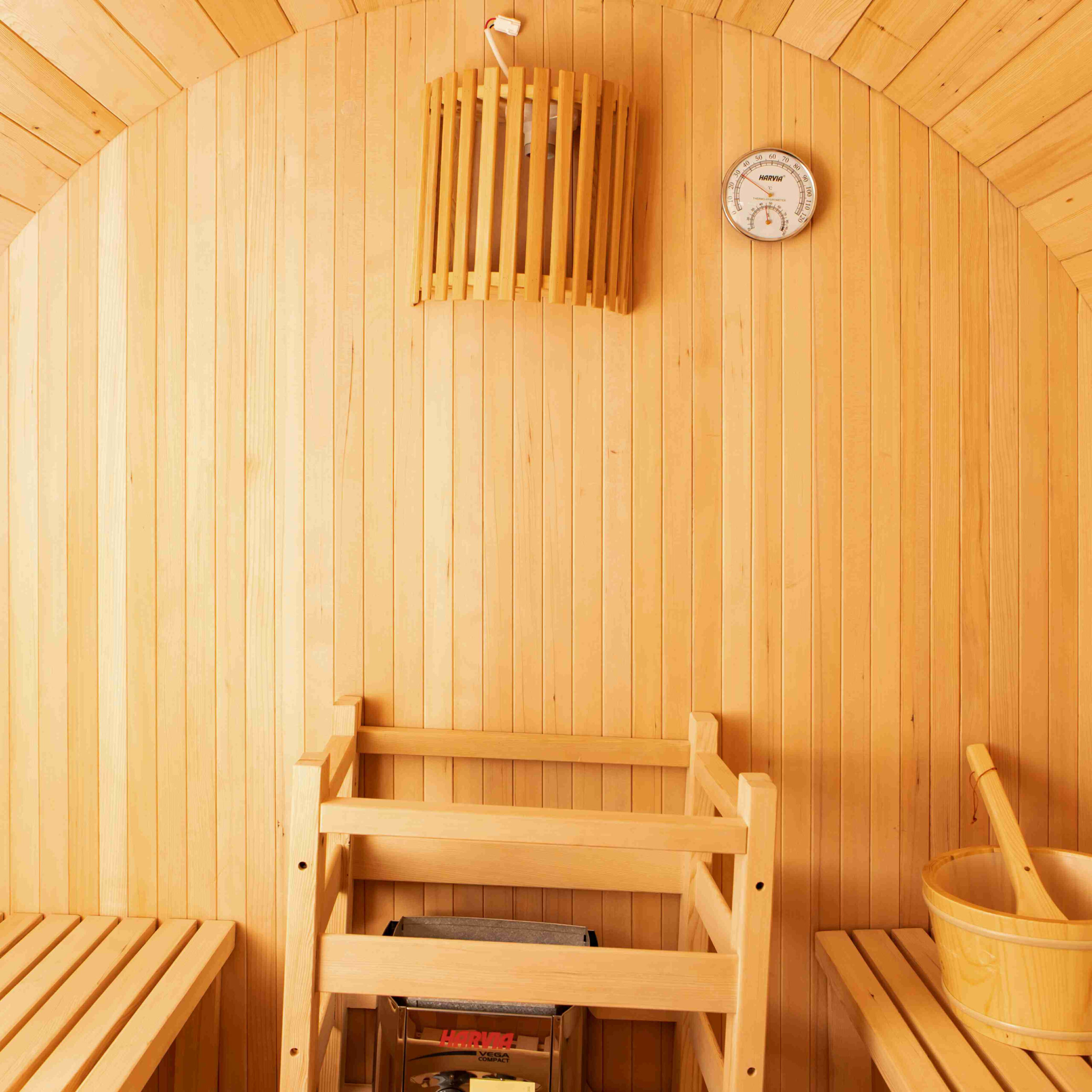 Compact Round Cedar Barrel Sauna with Full-Glass Door CSA-821 reference view 4