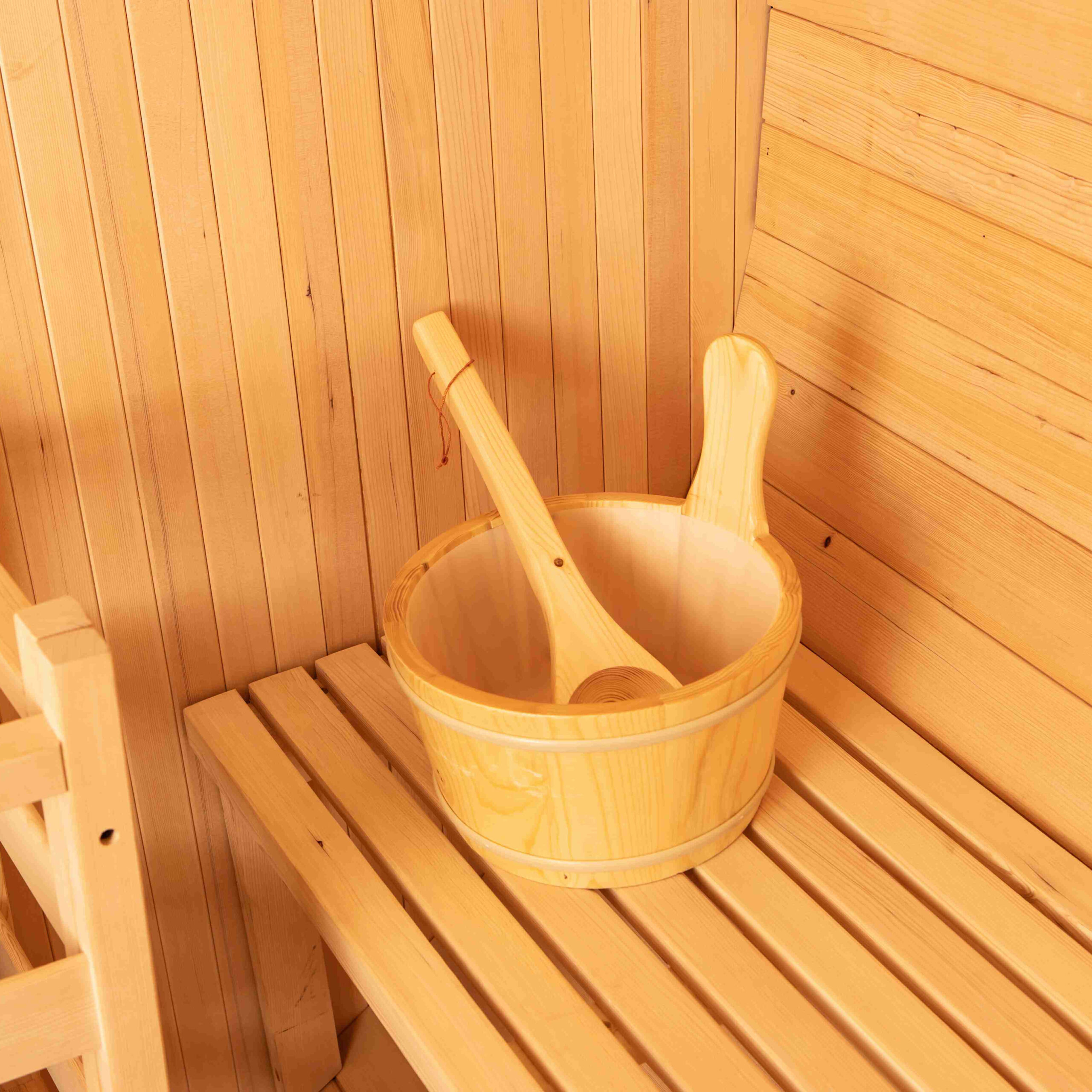 Compact Round Cedar Barrel Sauna with Full-Glass Door CSA-821 reference view 5