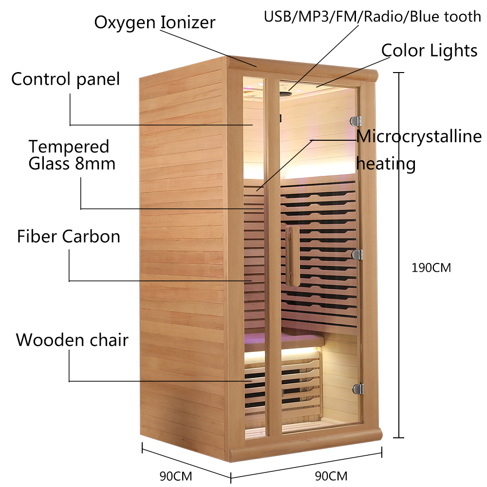 Compact Full-Spectrum Infrared Sauna with Side-Glass Entry CSA-823 reference view 3