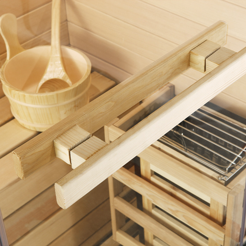 Black-Slatted Hemlock Steam Sauna with Compact Stove CSA-824 reference view 5