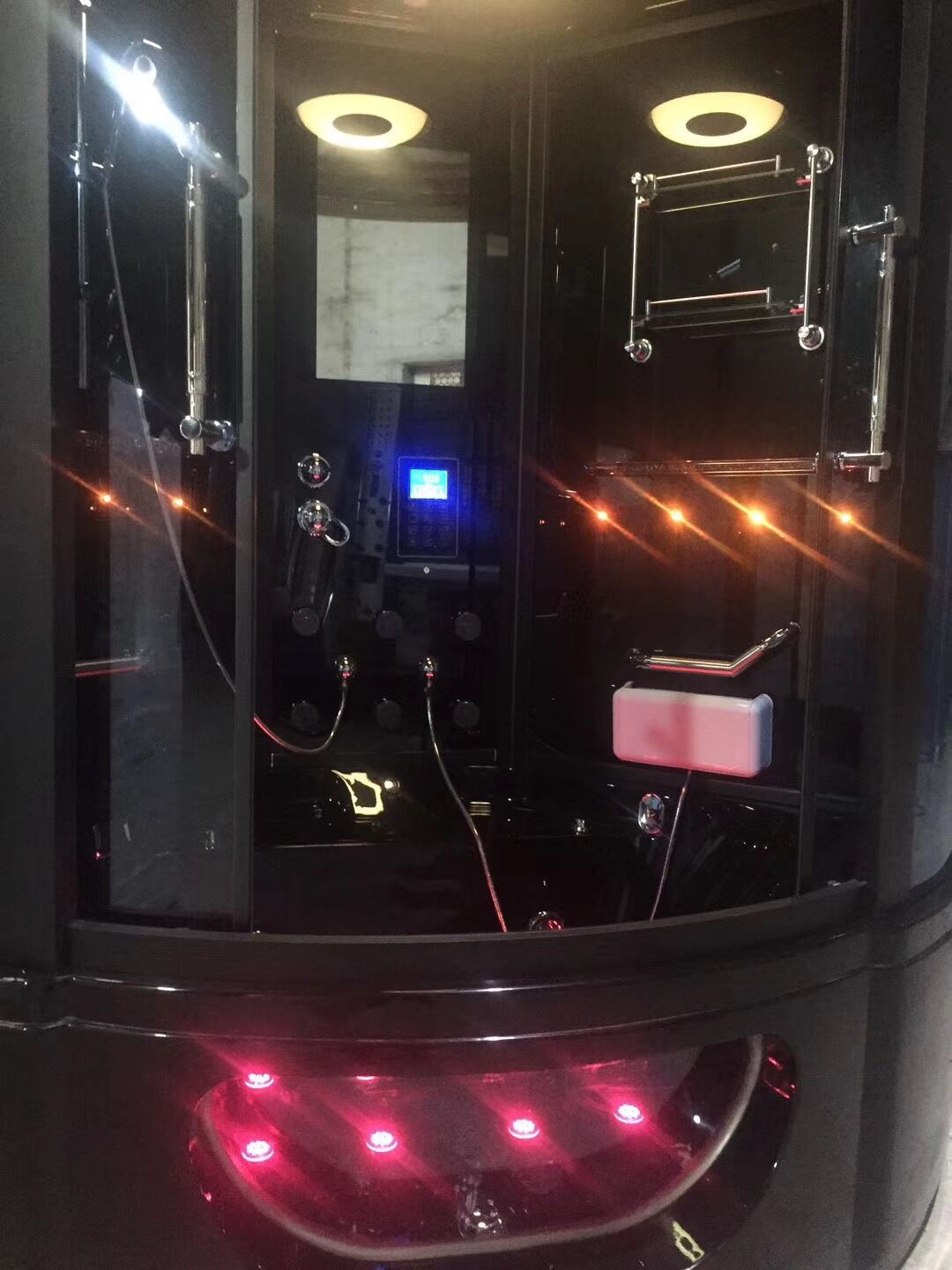 Black Round Steam Shower Cabin with Chromotherapy Foot Spa CSA-828 reference view 4