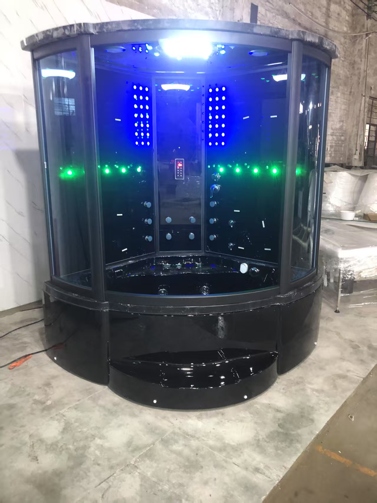 Black Round Steam Shower Cabin with Chromotherapy Foot Spa CSA-828 reference view 5