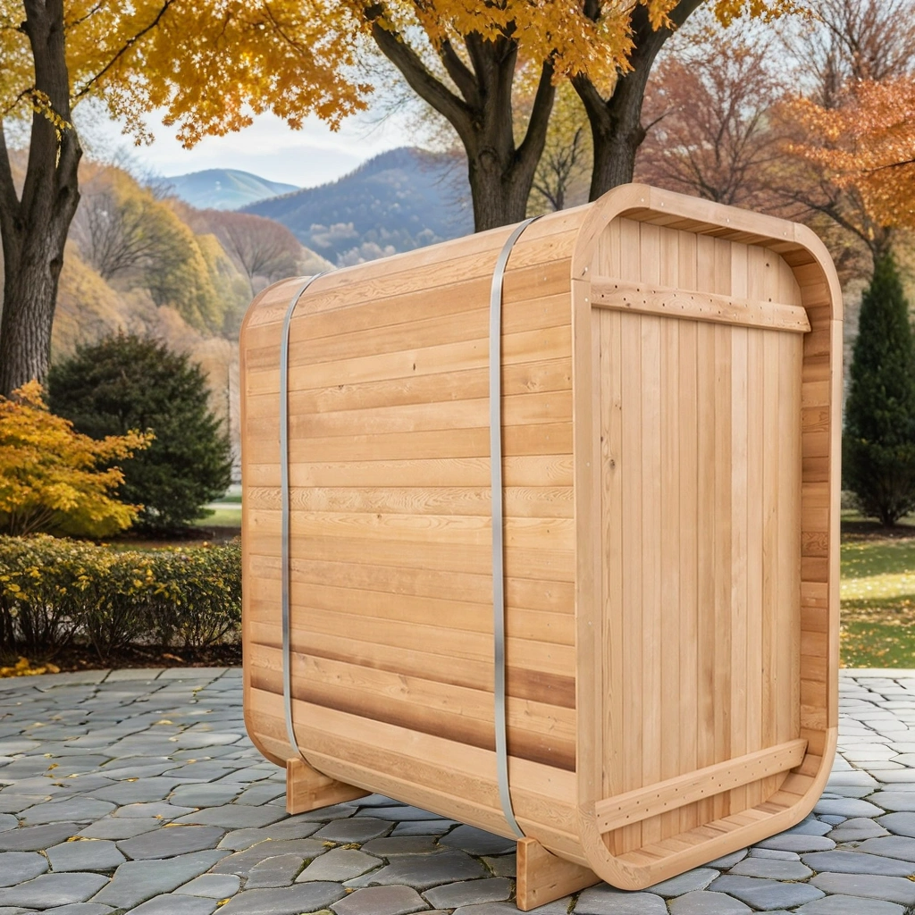 Cedar Sauna Pod with Twin Benches and Radius Corners CSA-829 reference view 3