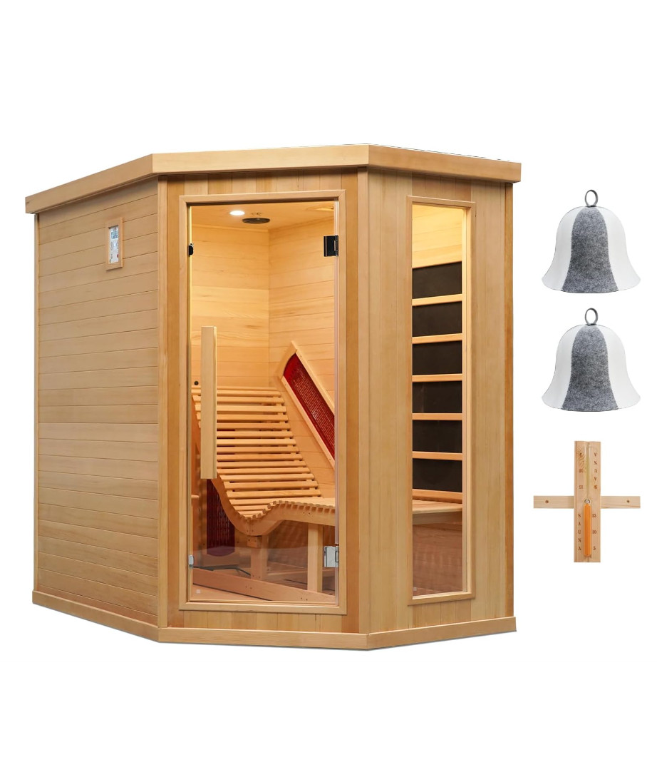 Hemlock Corner Sauna with Contoured Infrared Recliner product image