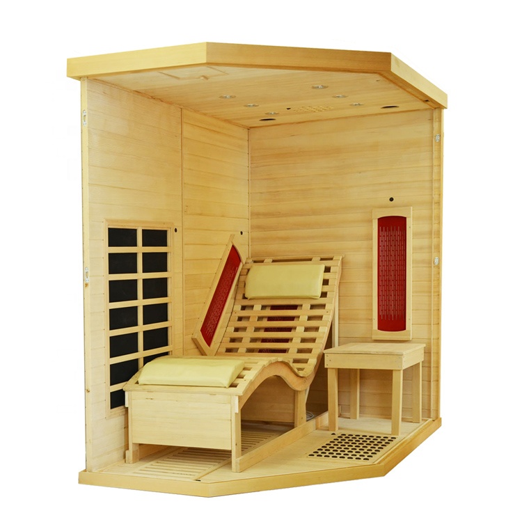 Angled-Corner Infrared Sauna with Full-Length Lounger product image