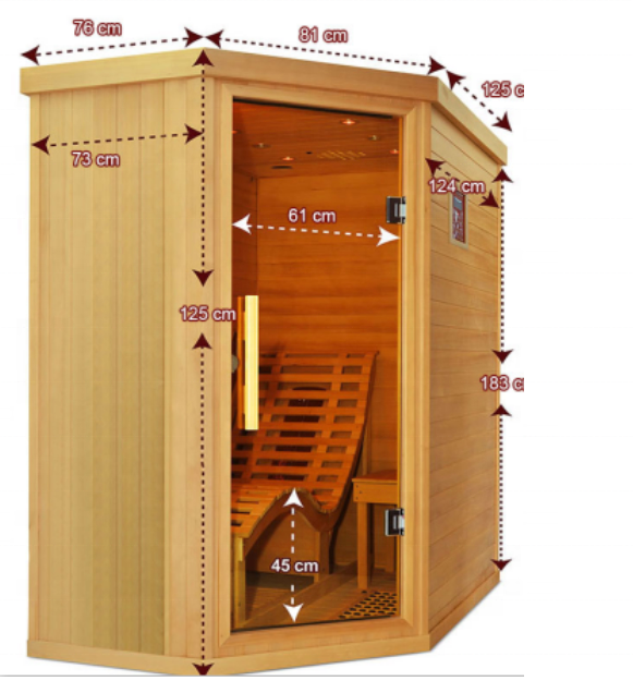 Angled-Corner Infrared Sauna with Full-Length Lounger CSA-833 reference view 2
