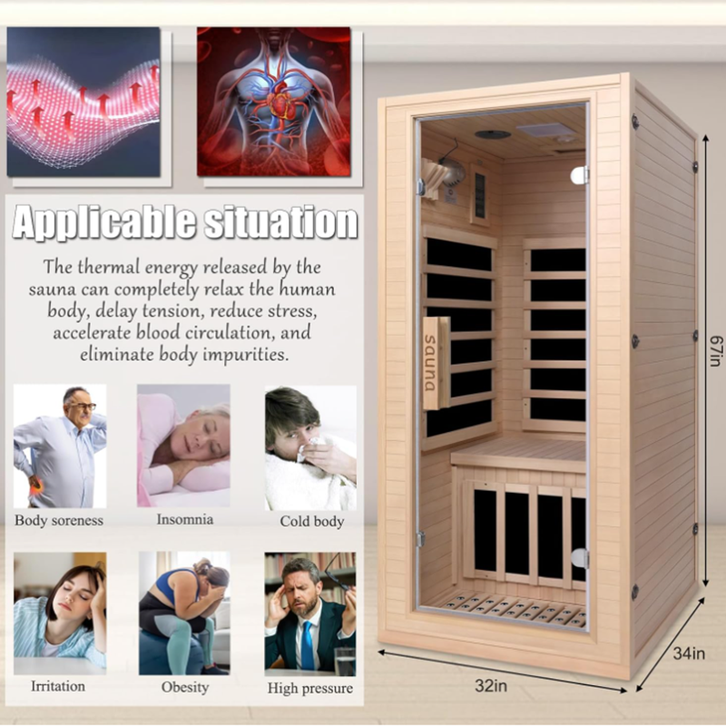 Slim One-Person Infrared Sauna with Chromotherapy Ceiling CSA-834 reference view 5
