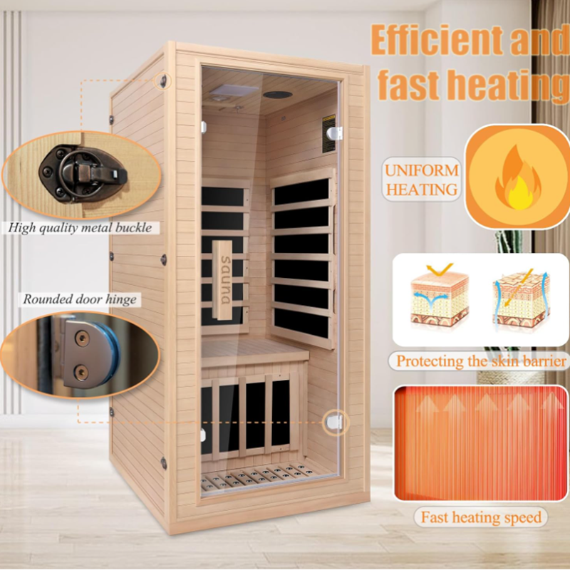 Slim One-Person Infrared Sauna with Chromotherapy Ceiling CSA-834 reference view 6