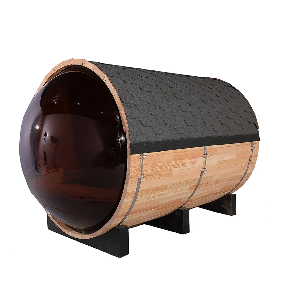 Full-Dome Cedar Barrel Sauna with Wood-Stove Chimney CSA-835 reference view 5
