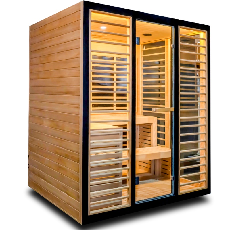 Black-Frame Four-Person Infrared Sauna with L-Bench Layout CSA-840 reference view 3