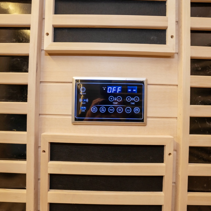 Black-Frame Four-Person Infrared Sauna with L-Bench Layout CSA-840 reference view 4