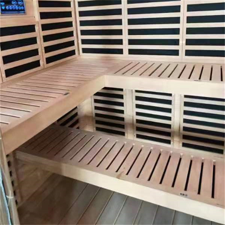 Black-Frame Four-Person Infrared Sauna with L-Bench Layout CSA-840 reference view 5