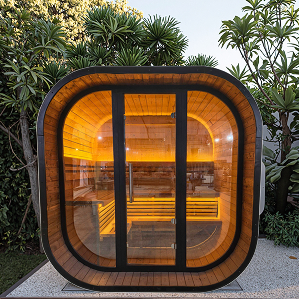 Radius-Corner Outdoor Sauna with Full Panoramic Front CSA-843 reference view 4
