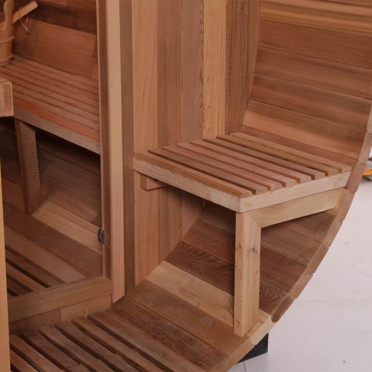 Red cedar barrel sauna CSA-845 side reference