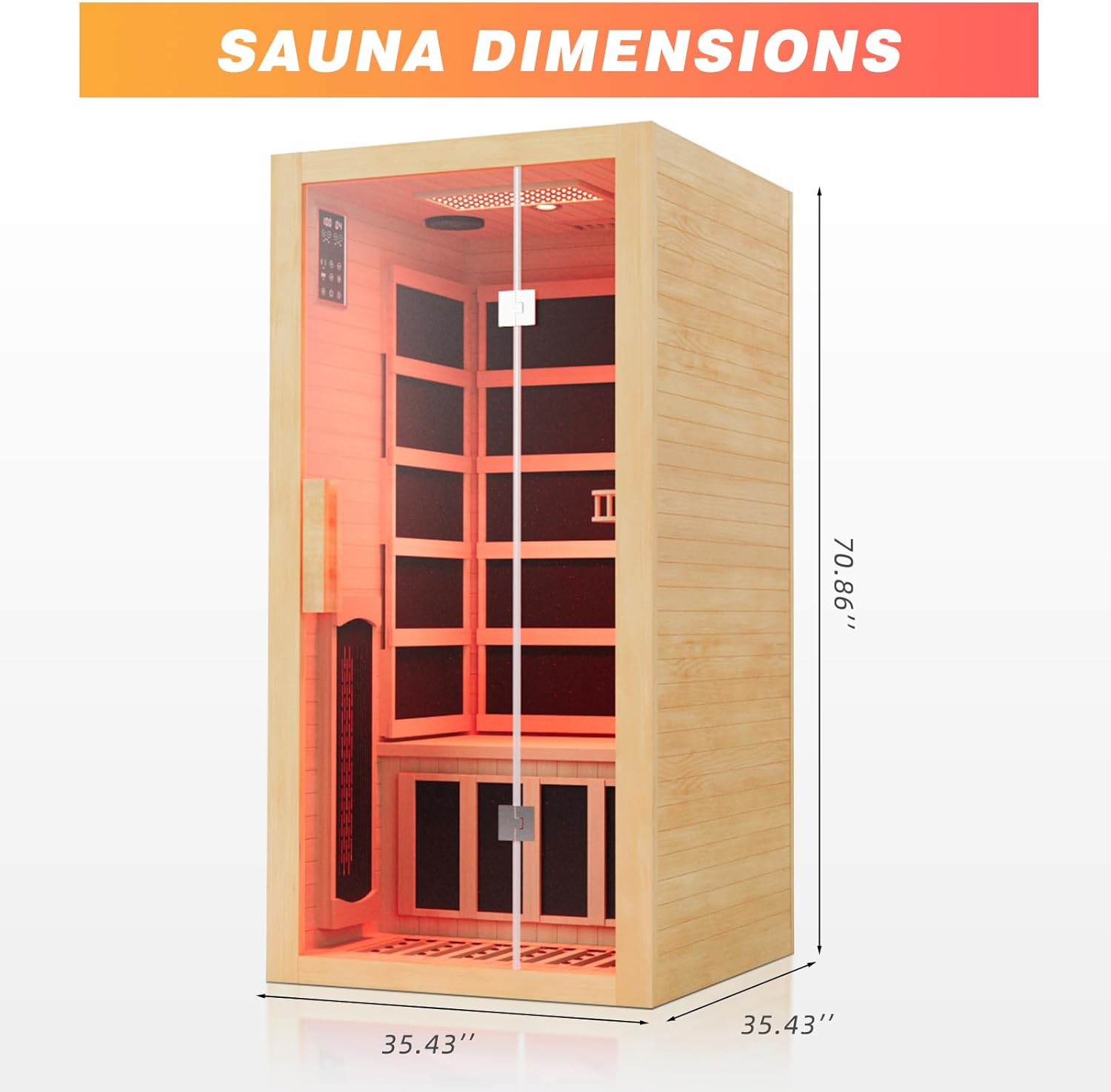 One-Person Full-Spectrum Sauna with Red-Light Ceiling CSA-846 reference view 6