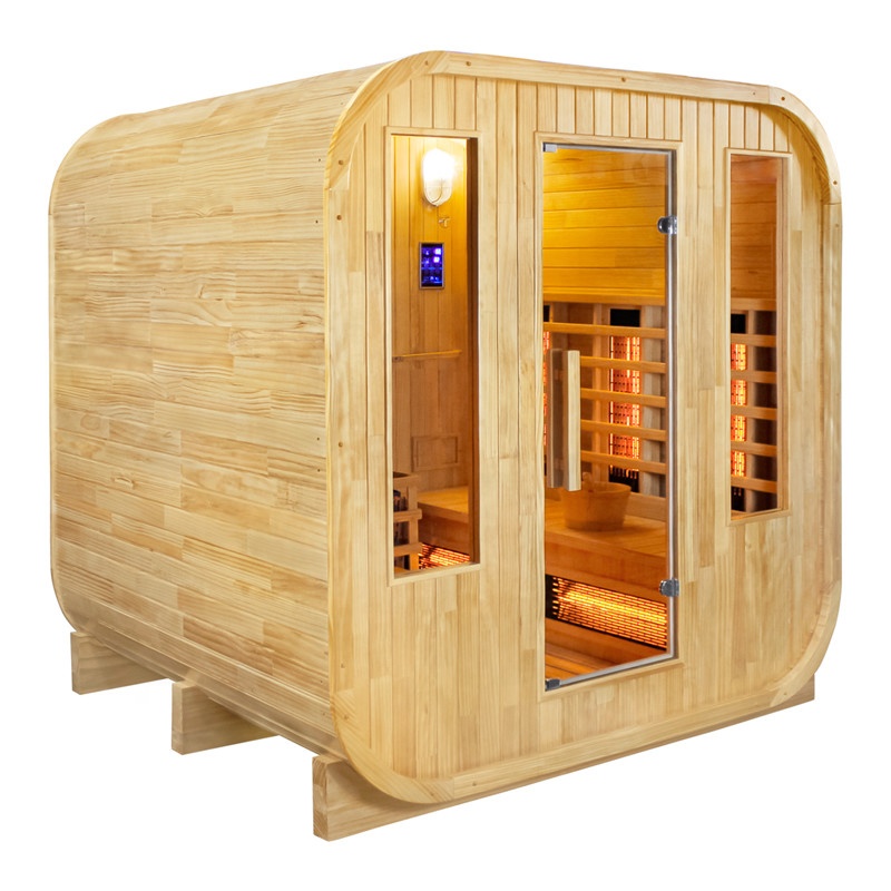 Rounded Four-Person Infrared Sauna with Twin Glass Side Panels product image