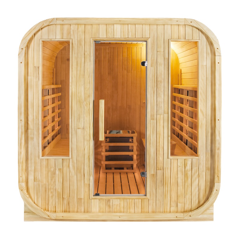 Rounded Four-Person Infrared Sauna with Twin Glass Side Panels CSA-847 reference view 2
