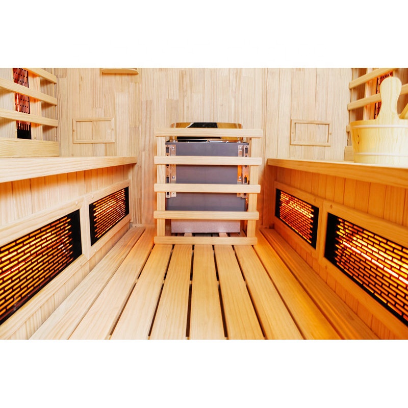Rounded Four-Person Infrared Sauna with Twin Glass Side Panels CSA-847 reference view 4