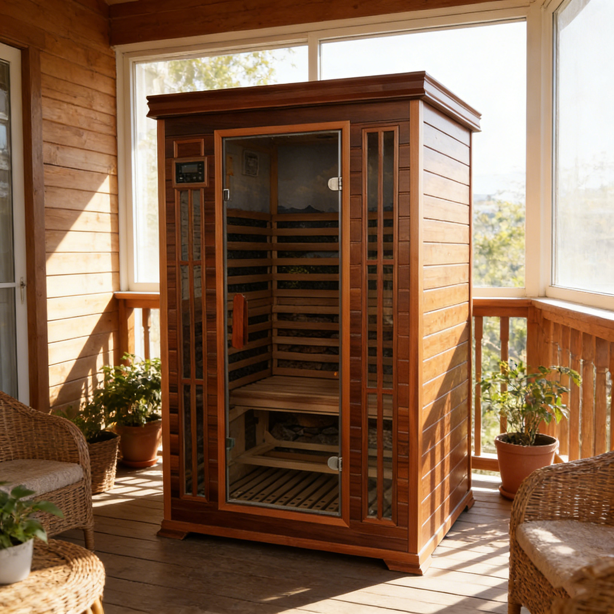 Two-Person Red Cedar Infrared Sauna with Roof Glazing product image