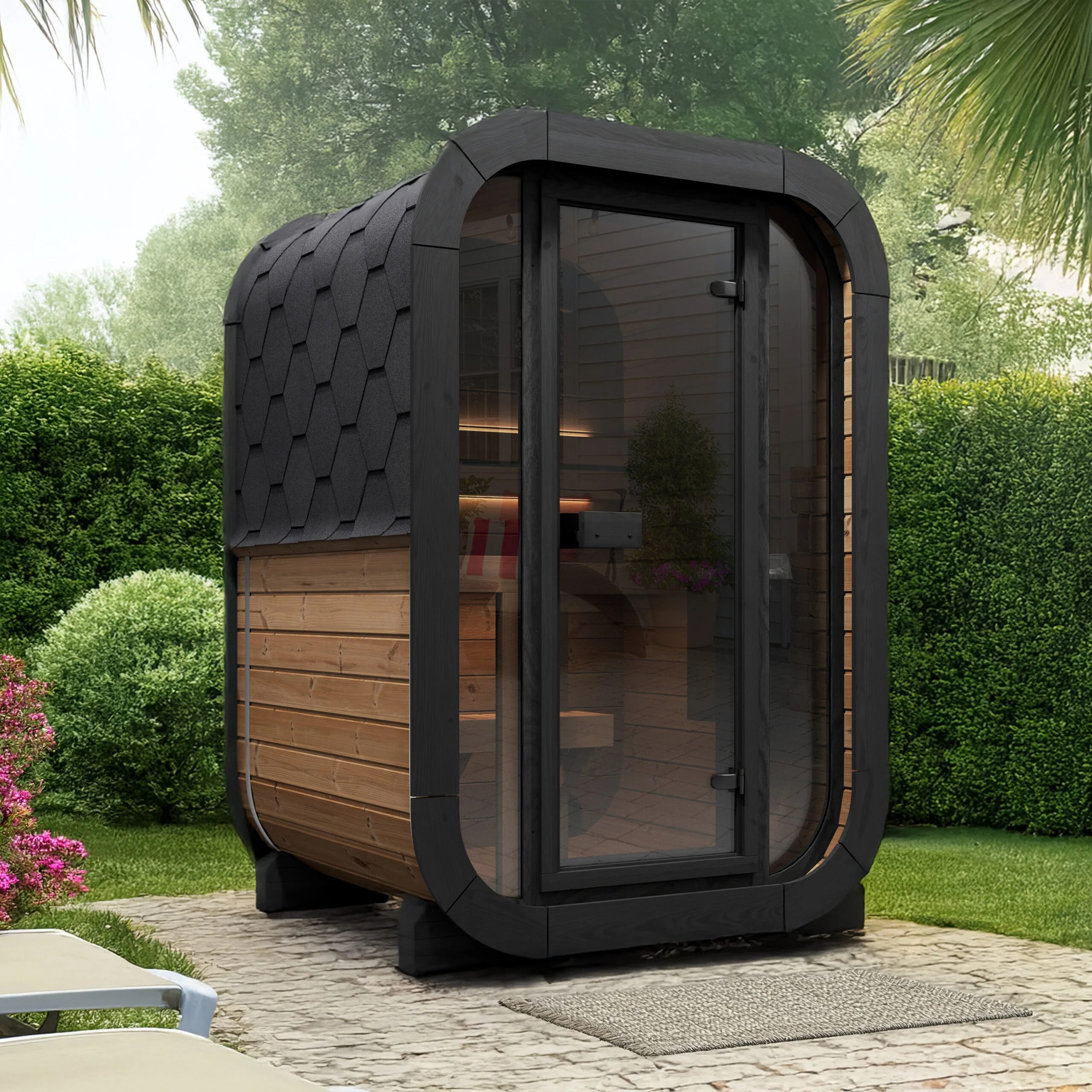 Black Mini Cube Sauna with Full-Glass Door CSA-851 reference view 6