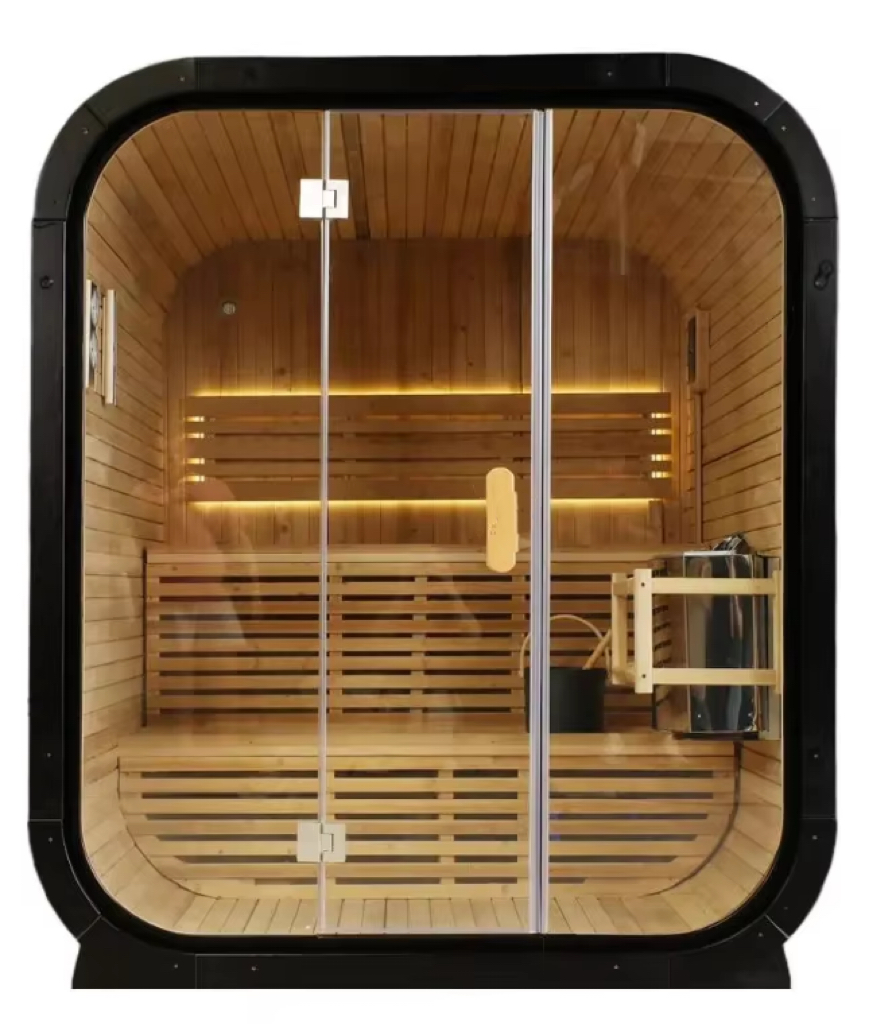 Black Rounded Outdoor Sauna with Full-Glass Front CSA-853 reference view 4