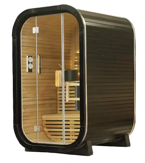 Black Rounded Outdoor Sauna with Full-Glass Front CSA-853 reference view 5